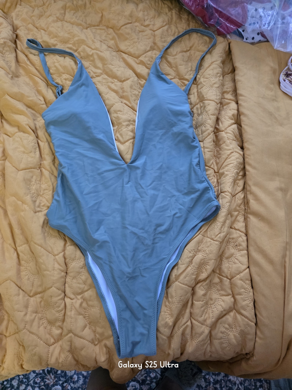 Plunge One-Piece Swimsuit in Sage Green